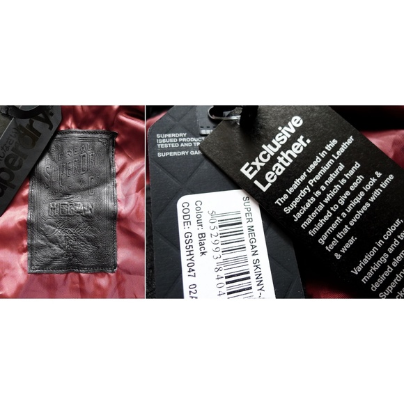 NEW WITH TAG SUPERDRY MEGAN SKINNY LEATHER Military Jacket with Pockets Medium - Picture 5 of 8